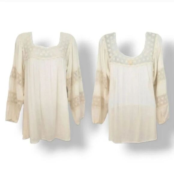 NEW Vintage 90's Denim & Supply Ralph Lauren Crochet Crepe Boho Blouse Size M - Picture 9 of 9